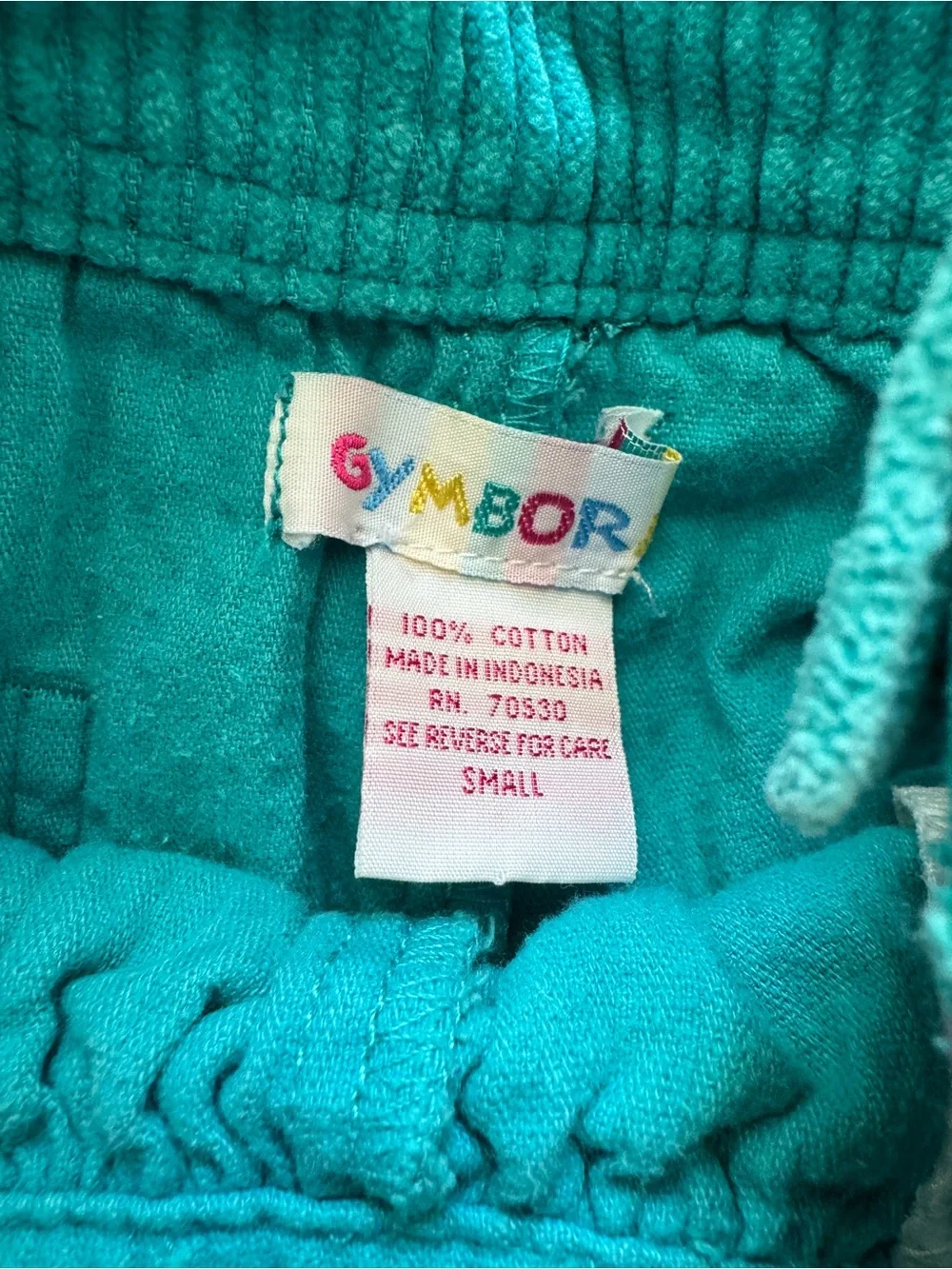Vintage 1990’s Gymboree Girls’ Teal Corduroy Overalls Pink Accents Size Small